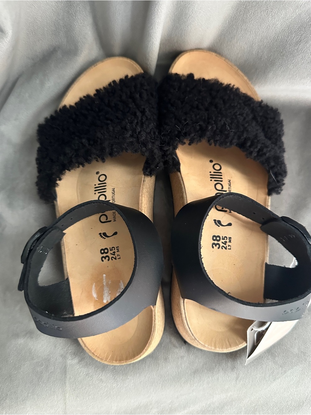 Birkenstock Papillio Glenda Teddy Shearling Cork Sandals - NWT 7.5/38 - Picture 5 of 9